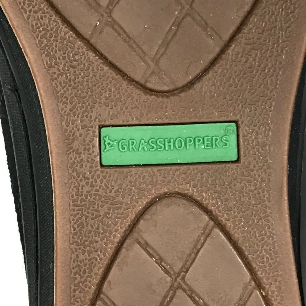 Grasshoppers Suede Ortholite Wedge Loafer Women's Size 8M Black Aztec Casual